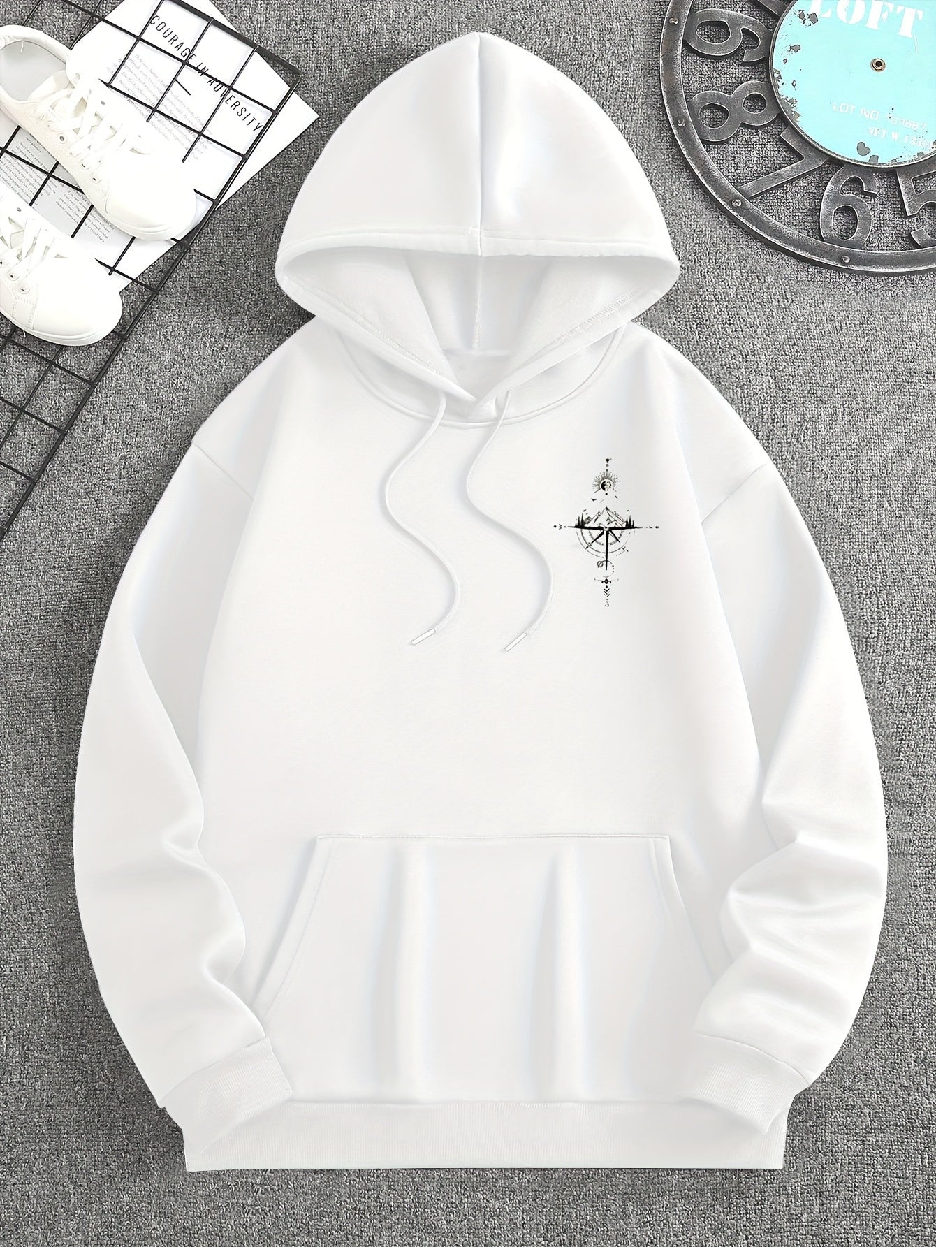 Miesten syksy-talvi galaksiprint-huppari, ranskalainen terry-fleece, 100 % polyesteriä, ei veny, löysä istuva tasku, rento urheilutyylinen huppari