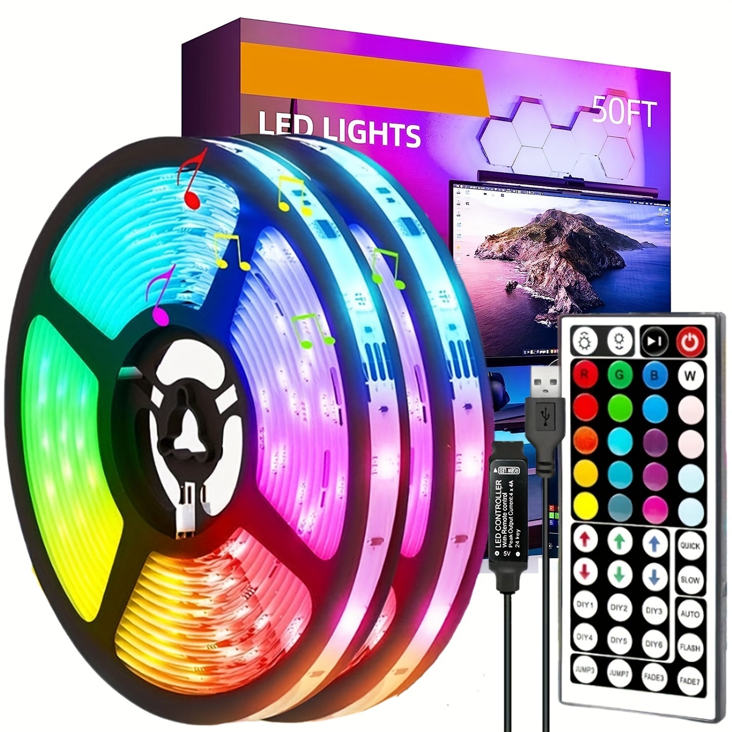 Langaton ohjaus LED-raitavalot Infrapuna-ohjaus RGB-valaistuskoristelu Olohuone ilmapiiri valonauha joustava lamppu koristeperuutti
